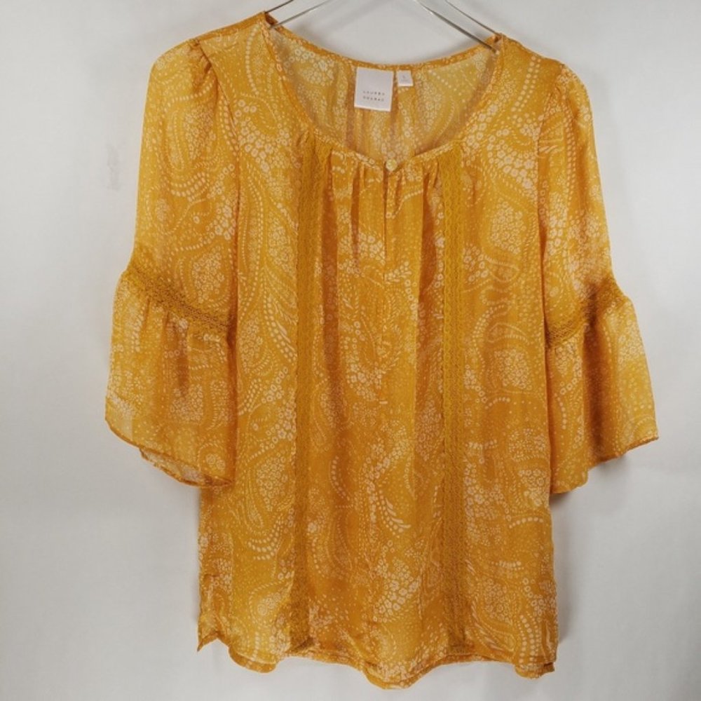 Lauren Conrad | Yellow Boho Sheer Top Sz Small
